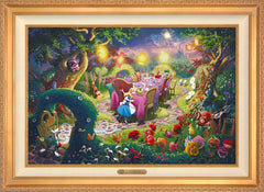 Disney Mad Hatter's Tea Party Wall Art by Thomas Kinkade Studios Estate Edition Canvas 24" x 36" Antique Gold