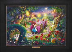 Disney Mad Hatter's Tea Party Wall Art by Thomas Kinkade Studios Estate Edition Canvas 24" x 36" Modern Black