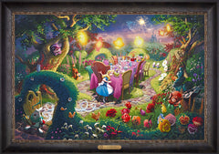 Disney Mad Hatter's Tea Party Wall Art by Thomas Kinkade Studios Estate Edition Canvas 24" x 36" Cabernet