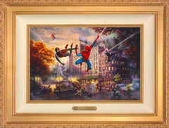 Spider-Man and Friends: The Ultimate Alliance Wall Art by Thomas Kinkade Studios Estate Edition Canvas 12" x 18" Antique Gold