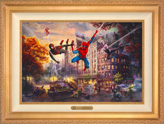 Spider-Man and Friends: The Ultimate Alliance Wall Art by Thomas Kinkade Studios Estate Edition Canvas 18" x 27" Antique Gold