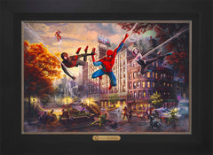 Spider-Man and Friends: The Ultimate Alliance Wall Art by Thomas Kinkade Studios Estate Edition Canvas 18" x 27" Modern Black