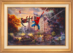 Spider-Man and Friends: The Ultimate Alliance Wall Art by Thomas Kinkade Studios Standard Number Canvas 24" x 36" Antique Gold