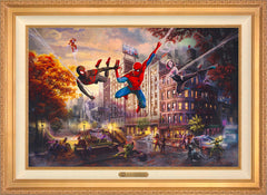 Spider-Man and Friends: The Ultimate Alliance Wall Art by Thomas Kinkade Studios Estate Edition Canvas 24" x 36" Antique Gold