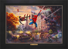Spider-Man and Friends: The Ultimate Alliance Wall Art by Thomas Kinkade Studios Estate Edition Canvas 24" x 36" Modern Black