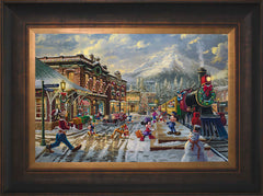 Disney Mickey and Minnie Candy Cane Express Wall Art by Thomas Kinkade Studios Standard Number Canvas 12" x 18" Estate Bronze