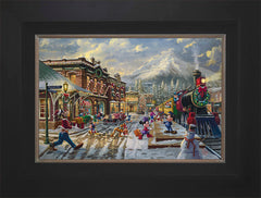 Disney Mickey and Minnie Candy Cane Express Wall Art by Thomas Kinkade Studios Standard Number Canvas 12" x 18" Modern Black