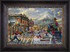 Disney Mickey and Minnie Candy Cane Express Wall Art by Thomas Kinkade Studios Standard Number Canvas 12" x 18" Cabernet
