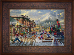 Disney Mickey and Minnie Candy Cane Express Wall Art by Thomas Kinkade Studios Standard Number Canvas 12" x 18" Gallery Bronze