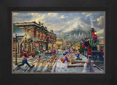 Disney Mickey and Minnie Candy Cane Express Wall Art by Thomas Kinkade Studios Standard Number Canvas 18" x 27" Modern Black