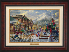 Disney Mickey and Minnie Candy Cane Express Wall Art by Thomas Kinkade Studios Estate Edition Canvas 18" x 27" Gallery Burl