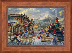 Disney Mickey and Minnie Candy Cane Express Wall Art by Thomas Kinkade Studios Standard Number Canvas 24" x 36" Rustic Andalucian