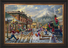 Disney Mickey and Minnie Candy Cane Express Wall Art by Thomas Kinkade Studios Standard Number Canvas 24" x 36" Estate Bronze