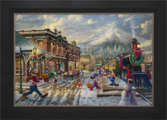 Disney Mickey and Minnie Candy Cane Express Wall Art by Thomas Kinkade Studios Standard Number Canvas 24" x 36" Modern Black