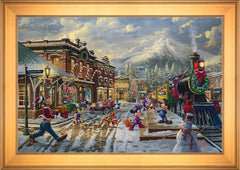 Disney Mickey and Minnie Candy Cane Express Wall Art by Thomas Kinkade Studios Standard Number Canvas 24" x 36" Gallery Gold