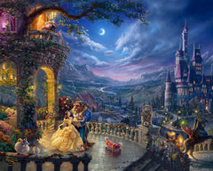Disney Beauty and the Beast Dancing in the Moonlight Wall Art by Thomas Kinkade Studios Canvas Gallery Wrap 24" x 30" Unframed