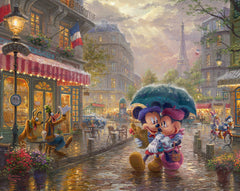 Disney Mickey and Minnie in Paris Wall Art by Thomas Kinkade Studios Canvas Gallery Wrap 24" x 30" Unframed