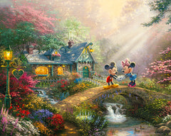 Disney Mickey and Minnie - Sweetheart Bridge Wall Art by Thomas Kinkade Studios Canvas Gallery Wrap 24" x 30" Unframed