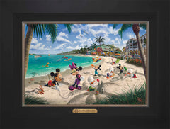 Disney Mickey and Minnie in Florida Wall Art by Thomas Kinkade Studios Estate Edition Canvas 12" x 18" Modern Black