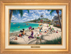 Disney Mickey and Minnie in Florida Wall Art by Thomas Kinkade Studios Estate Edition Canvas 18" x 27" Antique Gold
