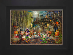 Disney Mickey and Minnie Halloween Fun Wall Art by Thomas Kinkade Studios Standard Number Canvas 12" x 18" Modern Black