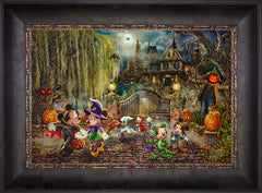 Disney Mickey and Minnie Halloween Fun Wall Art by Thomas Kinkade Studios Standard Number Canvas 12" x 18" Cabernet