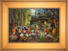 Disney Mickey and Minnie Halloween Fun Wall Art by Thomas Kinkade Studios Standard Number Canvas 12" x 18" Gallery Gold