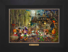 Disney Mickey and Minnie Halloween Fun Wall Art by Thomas Kinkade Studios Estate Edition Canvas 12" x 18" Modern Black