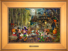 Disney Mickey and Minnie Halloween Fun Wall Art by Thomas Kinkade Studios Estate Edition Canvas 12" x 18" Gallery Gold