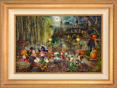Disney Mickey and Minnie Halloween Fun Wall Art by Thomas Kinkade Studios Standard Number Canvas 18" x 27" Antique Gold