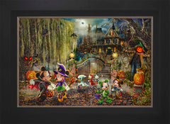 Disney Mickey and Minnie Halloween Fun Wall Art by Thomas Kinkade Studios Standard Number Canvas 18" x 27" Modern Black