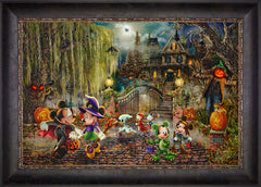 Disney Mickey and Minnie Halloween Fun Wall Art by Thomas Kinkade Studios Standard Number Canvas 18" x 27" Cabernet