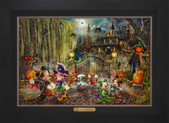Disney Mickey and Minnie Halloween Fun Wall Art by Thomas Kinkade Studios Estate Edition Canvas 18" x 27" Modern Black
