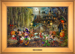 Disney Mickey and Minnie Halloween Fun Wall Art by Thomas Kinkade Studios Estate Edition Canvas 18" x 27" Gallery Gold