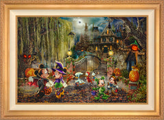 Disney Mickey and Minnie Halloween Fun Wall Art by Thomas Kinkade Studios Standard Number Canvas 24" x 36" Antique Gold