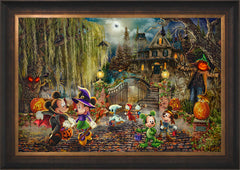 Disney Mickey and Minnie Halloween Fun Wall Art by Thomas Kinkade Studios Standard Number Canvas 24" x 36" Estate Bronze