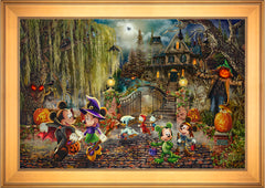 Disney Mickey and Minnie Halloween Fun Wall Art by Thomas Kinkade Studios Standard Number Canvas 24" x 36" Gallery Gold