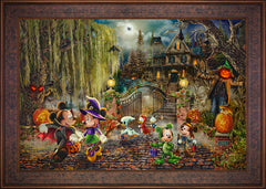 Disney Mickey and Minnie Halloween Fun Wall Art by Thomas Kinkade Studios Standard Number Canvas 24" x 36" Gallery Bronze