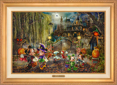 Disney Mickey and Minnie Halloween Fun Wall Art by Thomas Kinkade Studios Estate Edition Canvas 24" x 36" Antique Gold