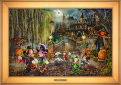 Disney Mickey and Minnie Halloween Fun Wall Art by Thomas Kinkade Studios Estate Edition Canvas 24" x 36" Gallery Gold