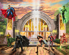 Hall of Justice Wall Art by Thomas Kinkade Studios Canvas Gallery Wrap 24" x 30" Unframed
