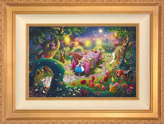 Disney Mad Hatter's Tea Party Wall Art by Thomas Kinkade Studios Jewel Edition Canvas 12" x 18" Antique Gold
