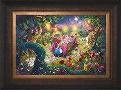 Disney Mad Hatter's Tea Party Wall Art by Thomas Kinkade Studios Jewel Edition Canvas 12" x 18" Estate Bronze