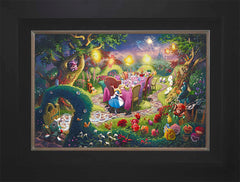 Disney Mad Hatter's Tea Party Wall Art by Thomas Kinkade Studios Jewel Edition Canvas 12" x 18" Modern Black