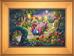 Disney Mad Hatter's Tea Party Wall Art by Thomas Kinkade Studios Jewel Edition Canvas 12" x 18" Gallery Gold