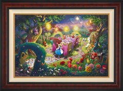 Disney Mad Hatter's Tea Party Wall Art by Thomas Kinkade Studios Jewel Edition Canvas 24" x 36" Gallery Burl