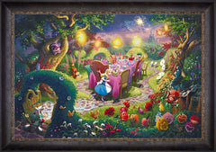 Disney Mad Hatter's Tea Party Wall Art by Thomas Kinkade Studios Jewel Edition Canvas 24" x 36" Cabernet