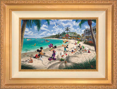 Disney Mickey and Minnie in Florida Wall Art by Thomas Kinkade Studios Jewel Edition Canvas 12" x 18" Antique Gold