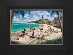 Disney Mickey and Minnie in Florida Wall Art by Thomas Kinkade Studios Jewel Edition Canvas 12" x 18" Modern Black