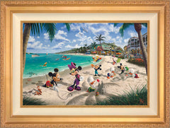 Disney Mickey and Minnie in Florida Wall Art by Thomas Kinkade Studios Jewel Edition Canvas 18" x 27" Antique Gold
